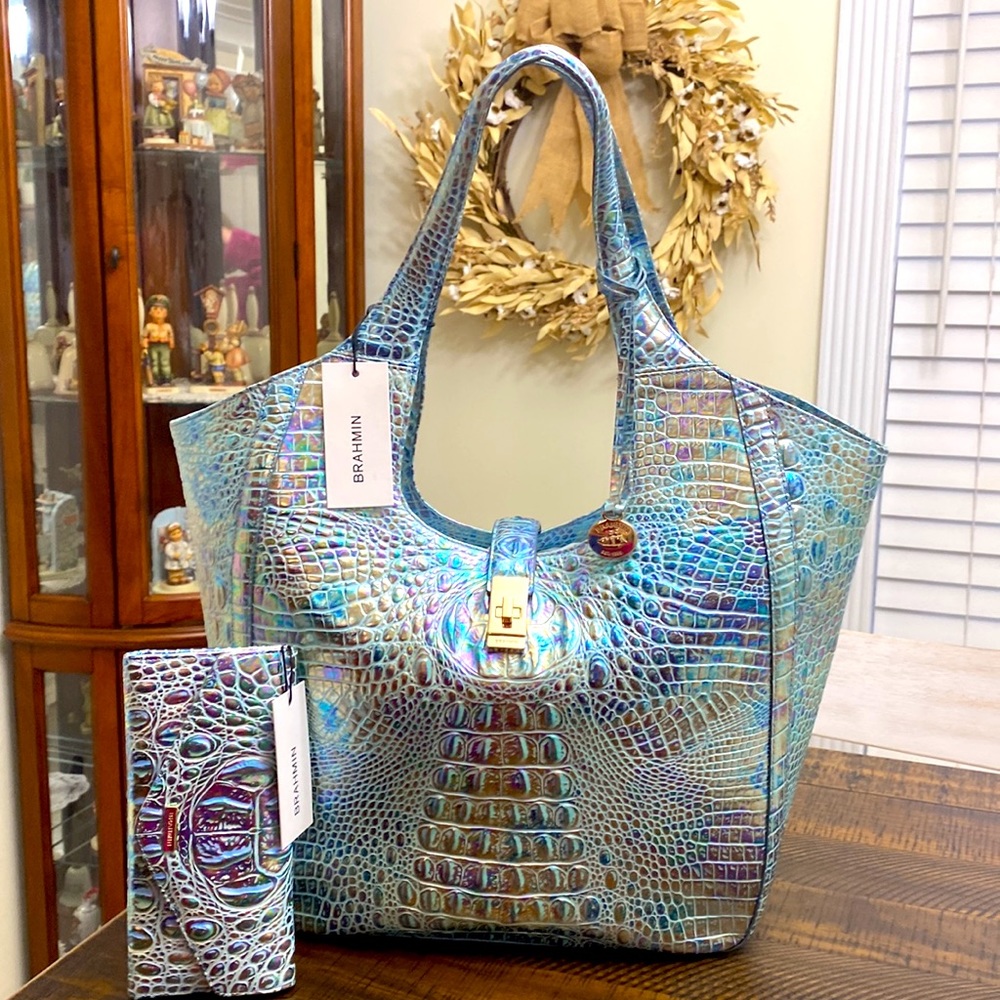Brahmin Iridescent Blue Shoulder Bag